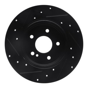 Mercedes-Benz CLK350 Brake Rotor (1) - Rear Right - R1 Concepts - Drilled & Slotted - Black - `94-`11